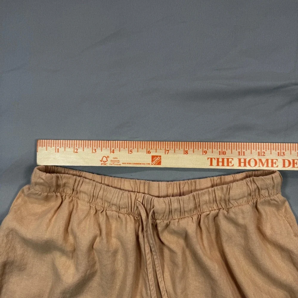 Wilfred Free Tan Linen Elastic Waist Drawstring Pants Women's M Boho Comfort